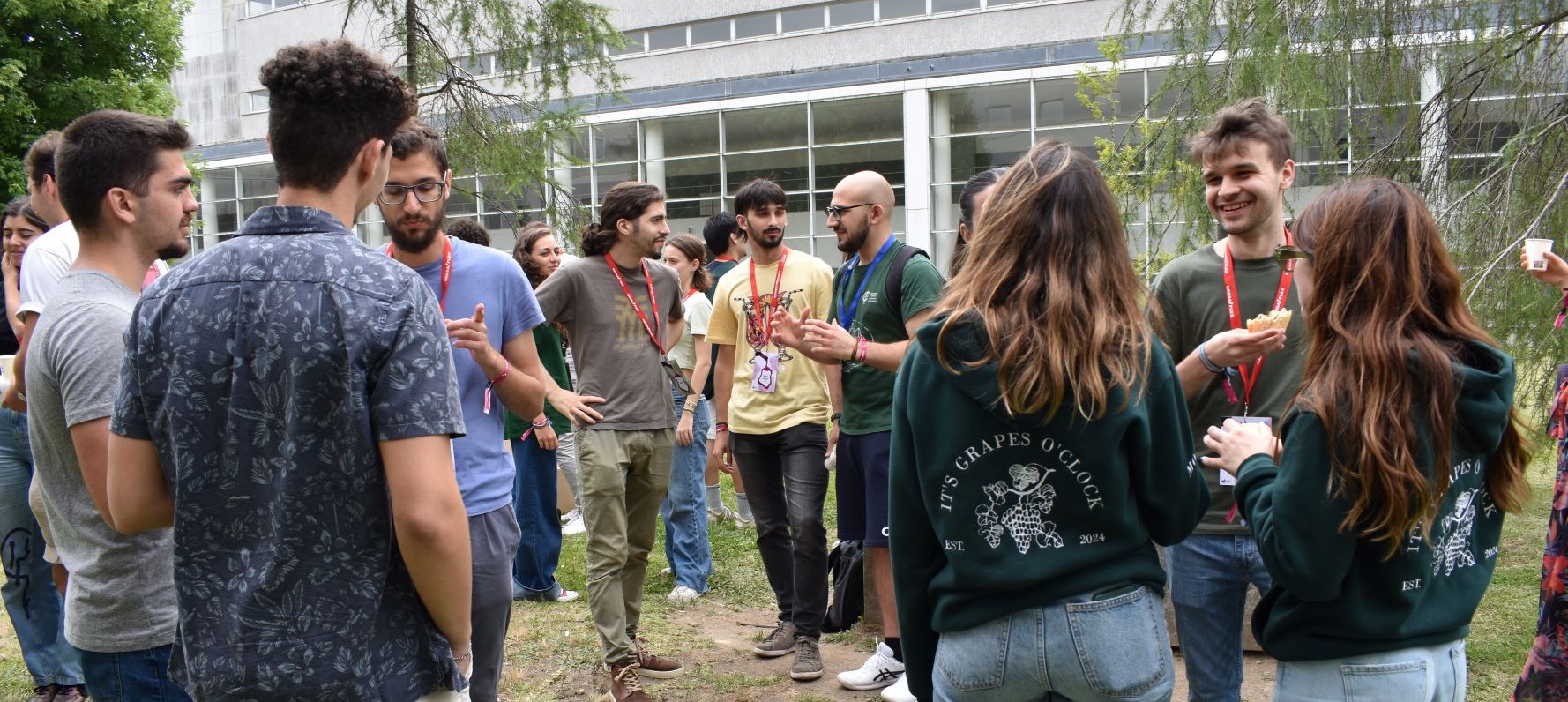 Group of people in a park talking