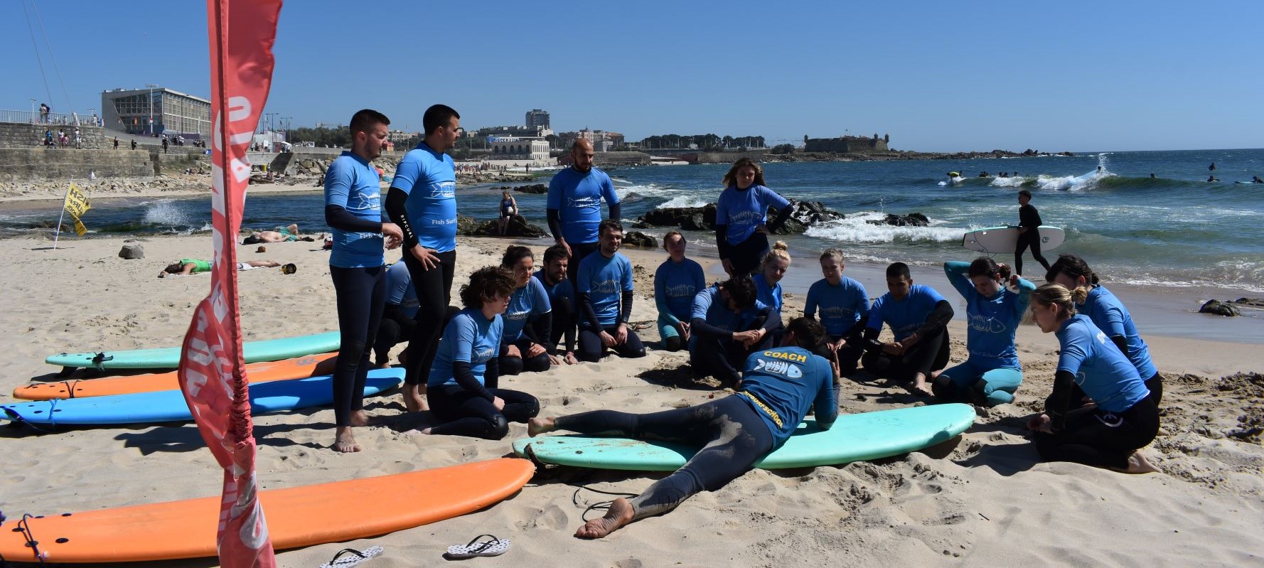 People learning how to surf